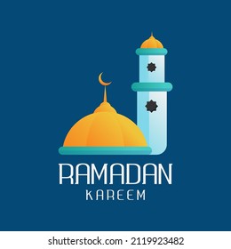 Mosque logo. Modern vector illustration suitable for Islamic theme, Ramadan, Eid greeting, or Islamic celebration. flat colorful style.