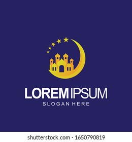 mosque logo with moon design and template