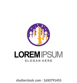 mosque logo with night design and template