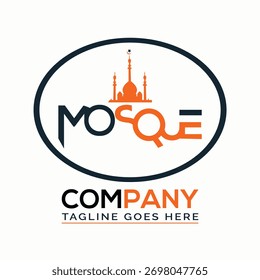 Logotipo da mesquita com silhueta edifício islâmico