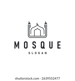 mosque logo simple design minimalist mosque with black silhouette concept of mosque symbol place of worship templet design