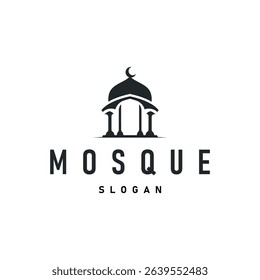 mosque logo simple design minimalist mosque with black silhouette concept of mosque symbol place of worship templet design
