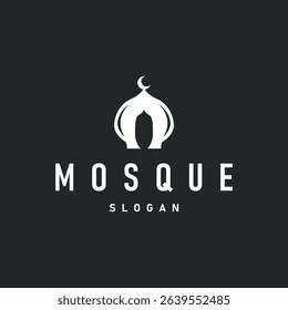 mosque logo simple design minimalist mosque with black silhouette concept of mosque symbol place of worship templet design