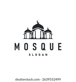 mosque logo simple design minimalist mosque with black silhouette concept of mosque symbol place of worship templet design