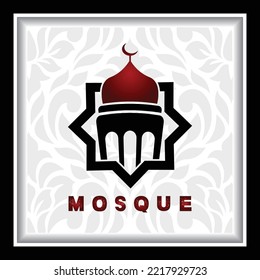 Mosque logo template with 3d background