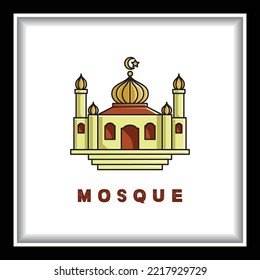 Mosque logo template with 3d background