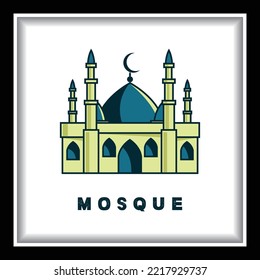 Mosque logo template with 3d background