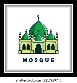 Mosque logo template with 3d background