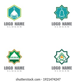 Diseño del símbolo del vector de la plantilla de logotipo de mezquita