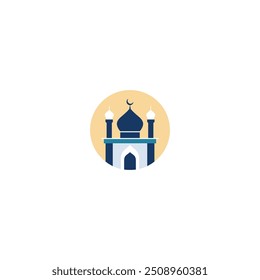 Logo da mesquita. Este é um logotipo de mesquita minimalista que tem sete cúpulas, projetado em um estilo de linha para que pareça elegante.