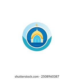 Mosque Logo. This is a minimalist mosque logo that has seven domes, designed in a line style so it looks elegant.