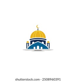 Logo da mesquita. Este é um logotipo de mesquita minimalista que tem sete cúpulas, projetado em um estilo de linha para que pareça elegante.