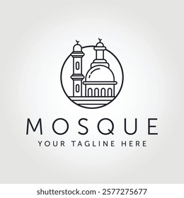 mosque logo vector design line art style