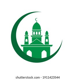 Mosque logo vector in green color