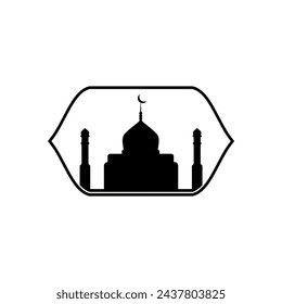 mosque logo vector illustration. Muslim mosque silhouette logo template. Ramadan kareem, eid mubarak