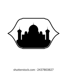 mosque logo vector illustration. Muslim mosque silhouette logo template. Ramadan kareem, eid mubarak