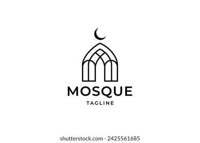 mosque logo vector simple line art icon illustration design