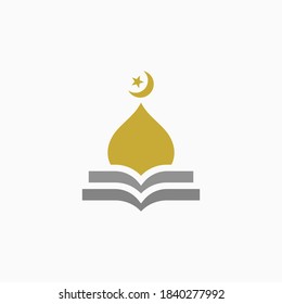Mosque logo vector. Simple and luxury mosque template design. Golden dome islamic icon. Logo for muslim organization, community, business, company, foundation, school, university, education, etc. 