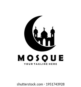 mosque logo vintage vector illustration design