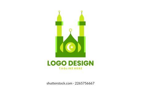 Moschee-Logo, grün, das Logo kann für die Gemeinschaft oder für die islamische religiöse Identität verwendet werden