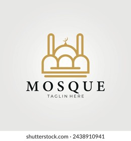 Moschee Luxus Linie Kunst Logo Symbol Vektor Vintage Illustration Design, minimalistisches Design