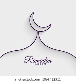 mosque made with line ramadan kareem background