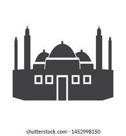 mosque - madina icon with simple thin line style use for islamic event, web, print or pictogram assets. ilustration of hajj, umrah, ramadan kareem, ied mubarak - Glyph vector.
