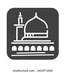 mosque of madinah icon with simple black style use for islamic event, web, print or pictogram assets. hajj, umrah, ramadhan kareem, ied mubarak - glyph vector.