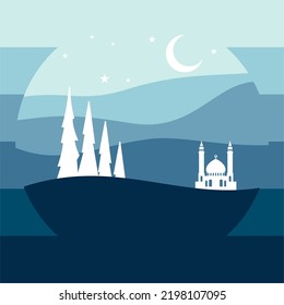 MOSQUE WITH MANY GRADATIONS OF COLORS FOR ICON OR LOGO AND BACKGROUND