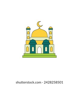 Mosque masjid line art vector illustration