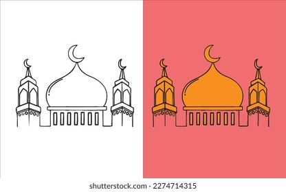 Mosque Masjid transparent vector art illustration Vector