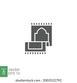 Mosque mat muslim prayer rug icon. Traditional Islamic, Arabic carpet for namaz praying. Ramadan or Eid mubarak in filled style. Vector illustration. design on white background. EPS 10