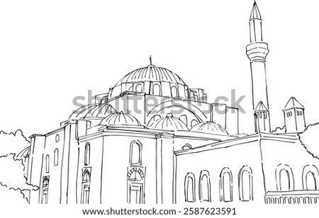 mosque in middle east with sketch style