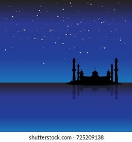 Mosque in the middle of the sea background