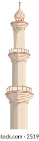 Mesquita Minarete Ilustração plana isolado em fundo branco