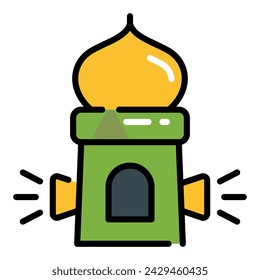 Mosque Minaret Simple Line Icon Logo Symbol	