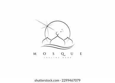 Mosque Modern Logo Template with Unique Concept Holy Night Phenomenon Abstract Illustration.