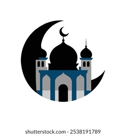 La composición de estilo moderno de la mezquita con diseño de Vector.