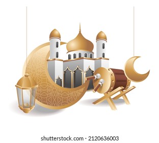 Mosque in the month of Ramadan kareem concept illustration