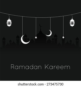 Mosque with moon abstract background for Ramadan Kareem.