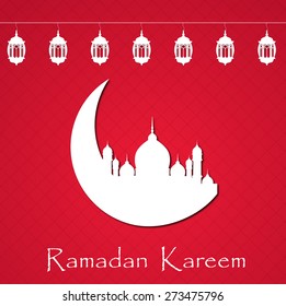 Mosque with moon abstract background for Ramadan Kareem.