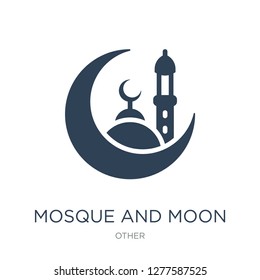 mosque and moon icon vector on white background, mosque and moon trendy filled icons from Other collection, mosque and moon vector illustration