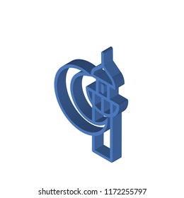 Mosque and Moon isometric left top view 3D icon
