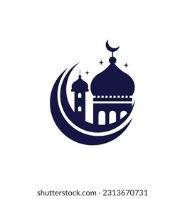 Mosque Moon logo images illustration design. logos, icons. Vector Logo Template