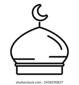 Mosque moon roof symbol icon outline vector. Islamic architecture. Faith arabian