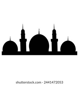 mosque moon star silhouette islamic decoration vector illustration
