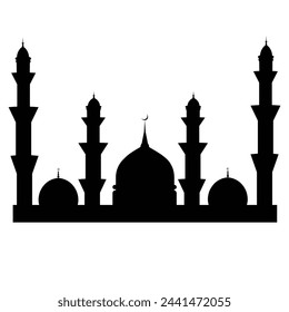 ilustración vectorial de la decoración islámica de la silueta de la luna de la mezquita