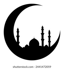 Moschee Mondstern Silhouette Islamische Dekoration Vektor-Illustration