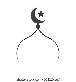 mosque, moon and star, symbol of islam.