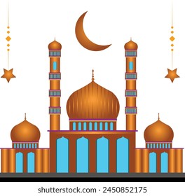 A mosque with a moon and stars 